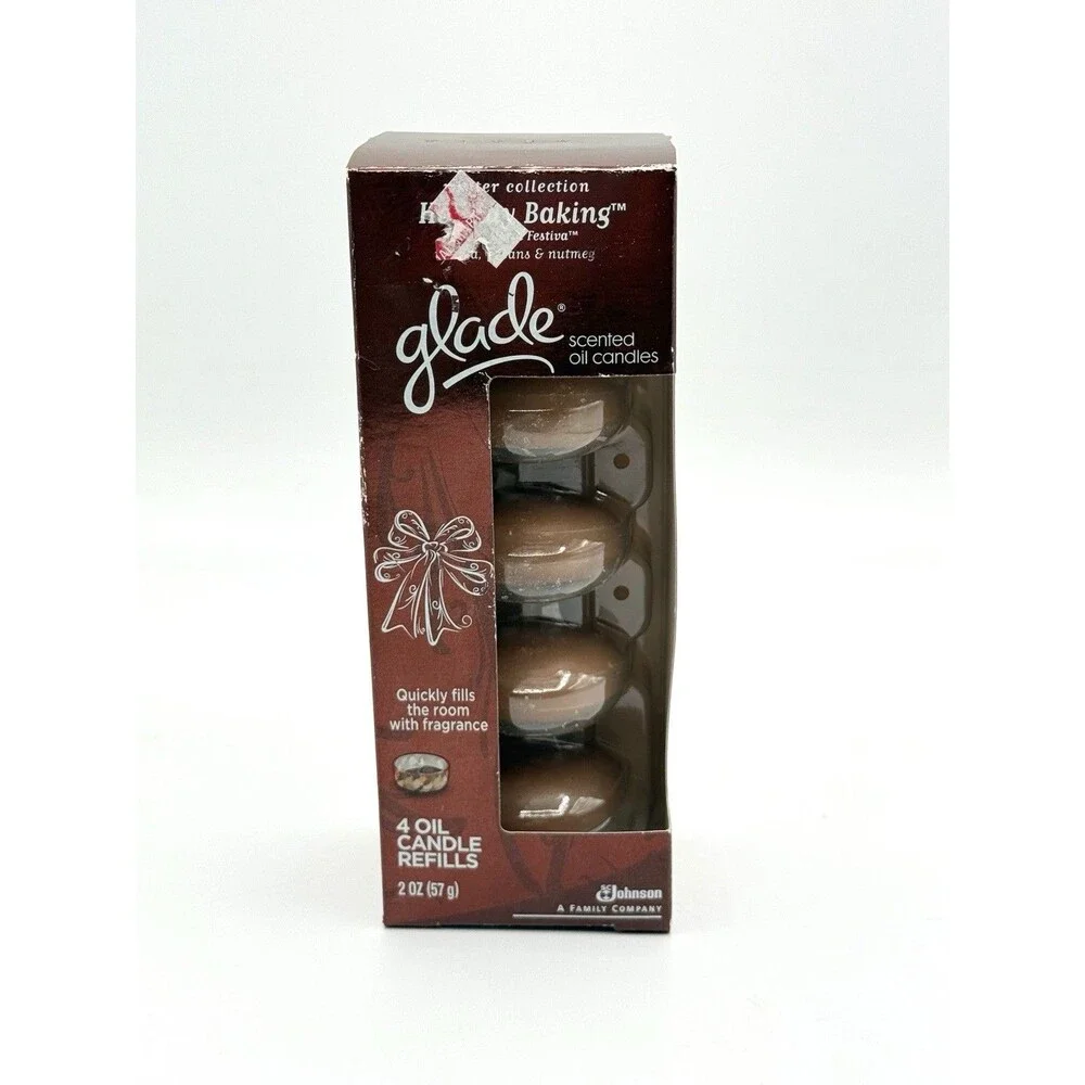 GLADE Scented Oil Candle 4 Refills HOLIDAY BAKING - Christmas DISCONTINUED RARE!